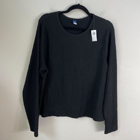 NEW Old Navy Womens Plus 3X Black Textured Long Sleeve Shirt Stretch Top - Picture 7 of 10
